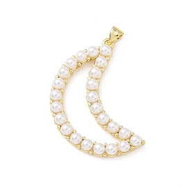 Подвески из искусственного жемчуга из латуни и АБС, луна, без свинца и без кадмия, долговечный, стойки покрытие