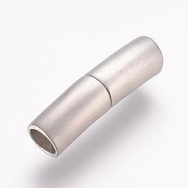 304 Stainless Steel Magnetic Clasps with Glue-in Ends, Ion Plating (IP), Column, Frosted