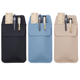 3pcs 3 couleurs trousse à stylos en cuir PU, poche stylo infirmière, rectangle