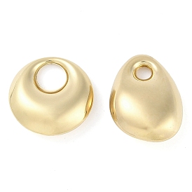 Ion Plating(IP) 304 Stainless Steel Pendants, Manual Polishing, Real 18K Gold Plated, Teardrop & Flat Round Charm