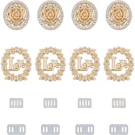 Wadorn 8 establece la decoración del bolso de diamantes de imitación de aleación redonda y rosa, con calzo de hierro, para bolso de bricolaje bolsos de hombro artesanales accesorios de hardware