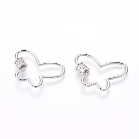 Латунные микропаве, кубический цирконий, винт, карабин, подвески с замком, для изготовления ожерелий, прозрачные, бабочка