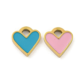 316 Surgical Stainless Steel Enamel Charms, Heart Charm, Golden