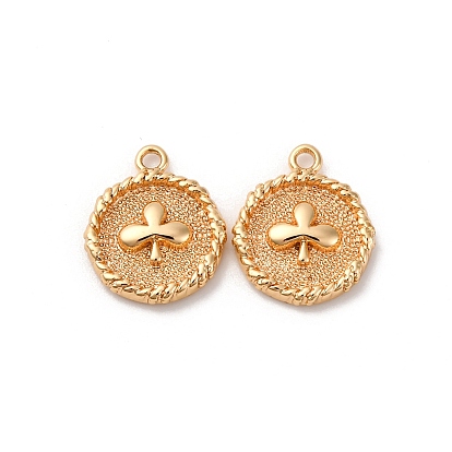 Латунные подвески, без кадмия, без никеля и без свинца, плоские круглые подвески и клевер