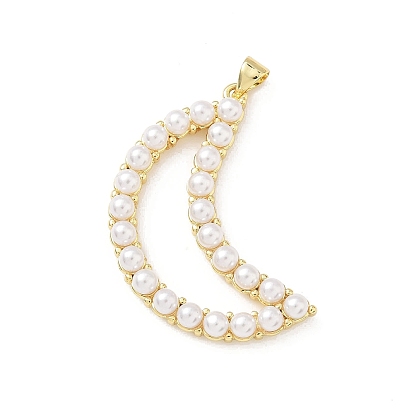 Подвески из искусственного жемчуга из латуни и АБС, луна, без свинца и без кадмия, долговечный, стойки покрытие