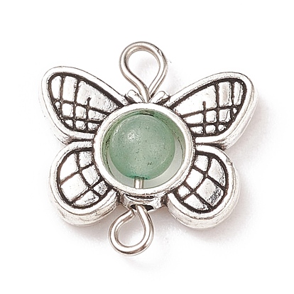 Tibetan Style Alloy Links Connector, with Natural Stone, Butterfly