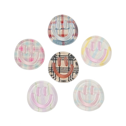 Пластиковые кабошоны, плоские круглые с улыбающееся лицо, плед шаблон