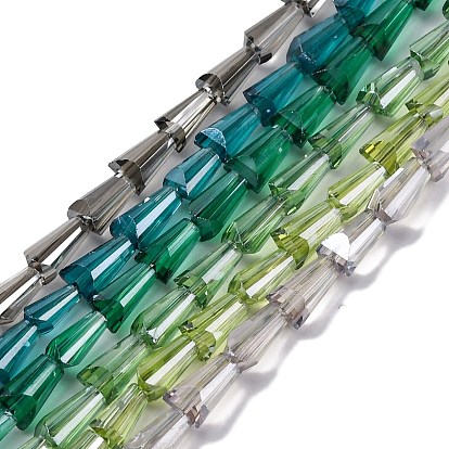 Прозрачные стеклянные бусины гальваническим пряди, нити конусных бусин, граненые