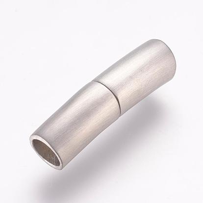 304 Stainless Steel Magnetic Clasps with Glue-in Ends, Ion Plating (IP), Column, Frosted