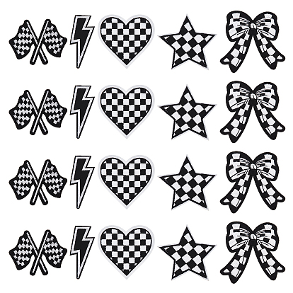 20 шт. 5 стили полиэстер компьютерная вышивка приклеивание/пришивание заплаток, аппликации из синели