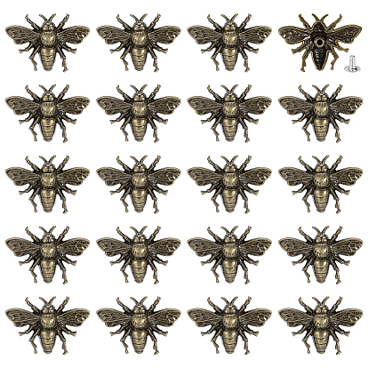 20 piezas de remaches decorativos de abejas de aleación de zinc, para monedero, , decoración de artesanía de cuero