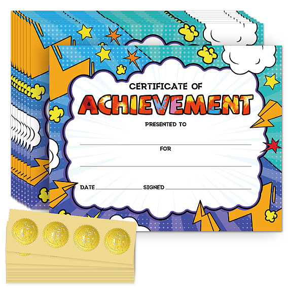 30Владельцы сертификатов на награду шт., с 8 листами самоклеящихся наклеек с тиснением из золотой фольги, прямоугольные