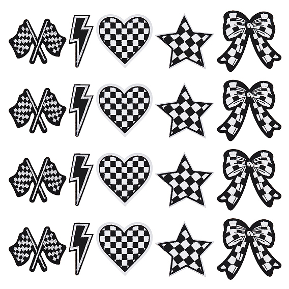 20 шт. 5 стили полиэстер компьютерная вышивка приклеивание/пришивание заплаток, аппликации из синели