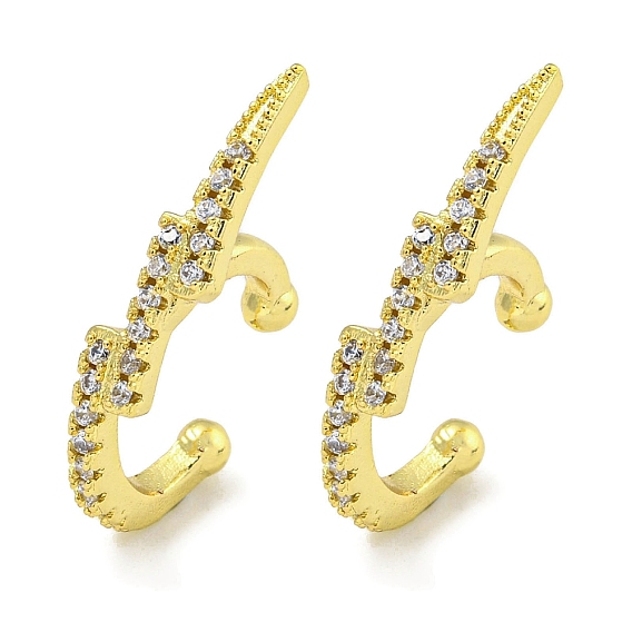 Латунные серьги-манжеты из прозрачного кубического циркония, лист, для женщин