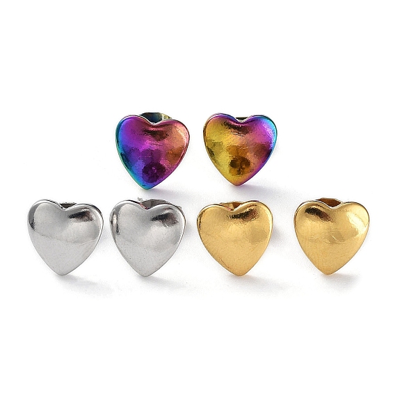 Ионное покрытие (IP) 304 серьги-гвоздики в форме сердца из нержавеющей стали для женщин