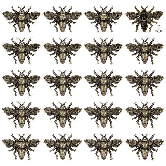 20 piezas de remaches decorativos de abejas de aleación de zinc, para monedero, , decoración de artesanía de cuero