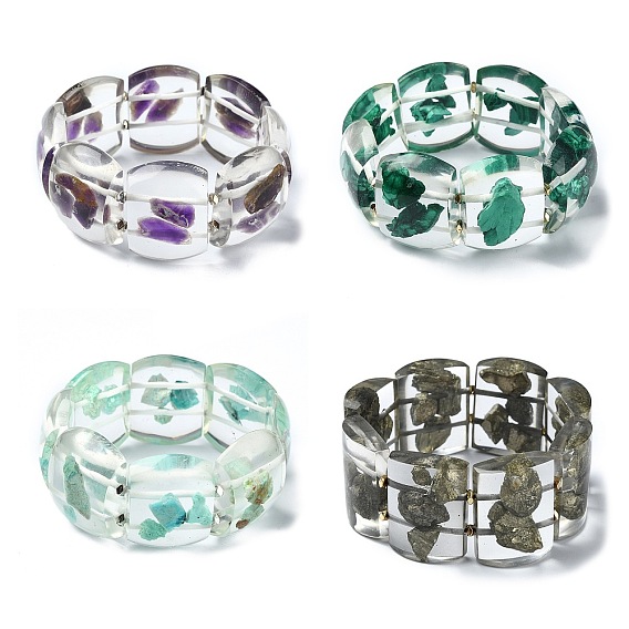 Природных драгоценных камней браслеты простирания, Женские браслеты из плоских прямоугольных бусин из эпоксидной смолы