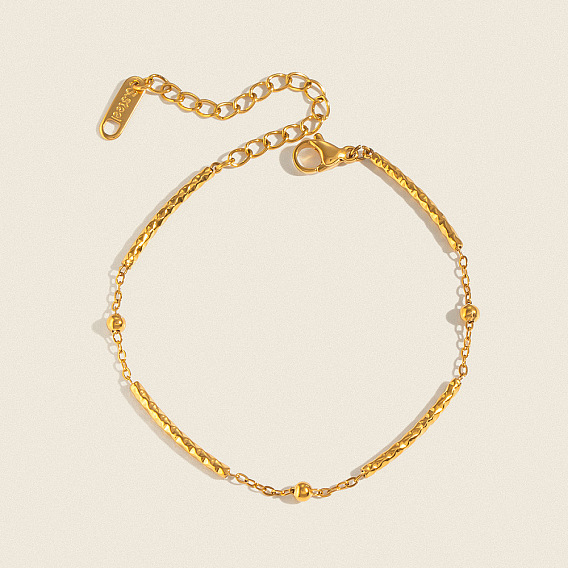 304 Stainless Steel Textured Curved Tube Link Chain Bracelets for Women
