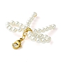Shell Pearl Bowknot Pendant Decorations, with 304 Stainless Steel Lobster Claw Clasps
