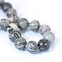 Natural Black Silk Stone/Netstone Round Bead Strands