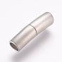 304 Stainless Steel Magnetic Clasps with Glue-in Ends, Ion Plating (IP), Column, Frosted