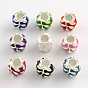 Alloy Enamel Style Rondelle Large Hole Beads, 10.5x9mm, Hole: 4.5mm