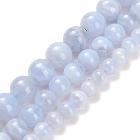 Натуральный голубой кружевной агат бисер нитей, круглые, класс +