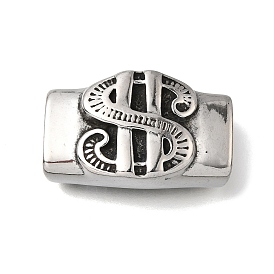 304 из нержавеющей стали слайд прелести, для изготовления кожаных браслетов, прямоугольник со знаком доллара