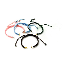 Bracelet nylon DIY faisant, avec des perles d'hématite et des bagues en laiton, 140~145x4~6mm
