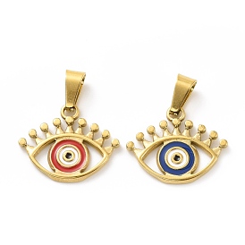 Вакуумное покрытие pvd 304 подвески из нержавеющей стали, с эмалью, золотые, злые глаза