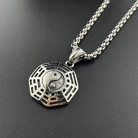 Модный хип-хоп ночной клуб бар тайцзи инь-ян 304 ожерелья с подвесками из нержавеющей стали для мужчин