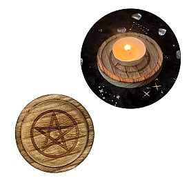 Wood Altar Boards, Candle Holders, Flat Round