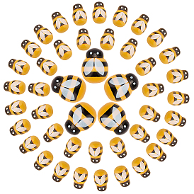 400Pcs 2 Style Spray Painted Wooden Cabochons, Printed, Bees
