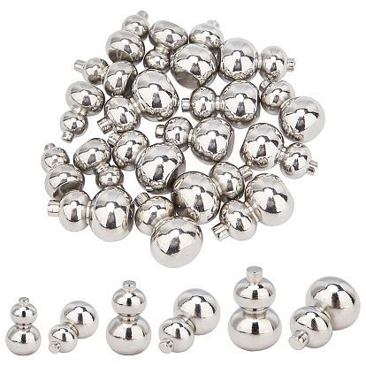 18 pièces 3 style 304 perles en acier inoxydable, perles non percées / sans trou, calebasse