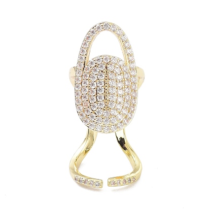 Brass Micro Pave Cubic Zirconia Fingernail Rings, Nail Cover Ring