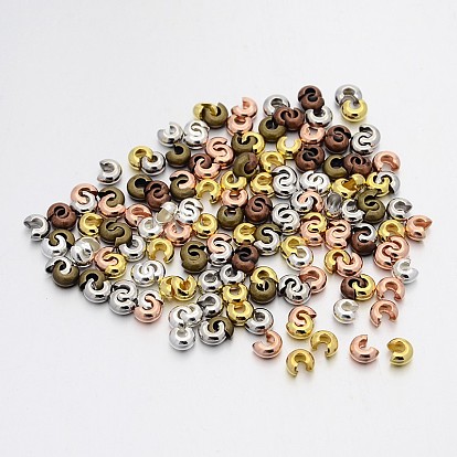 Mixed Style Brass Crimp Beads Covers, 4mm, Hole: 1.5~1.8mm