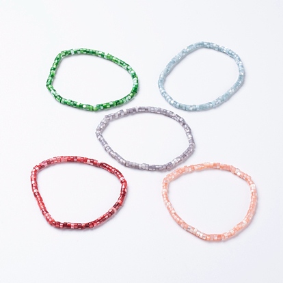 Natural Shell Column Beads Stretch Bracelet for Teen Girl Women