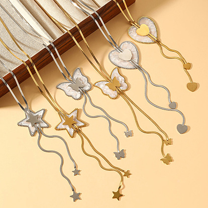 Богемный стиль 304 лариаты из нержавеющей стали с акрилом для женщин, белые