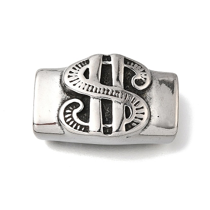 304 из нержавеющей стали слайд прелести, для изготовления кожаных браслетов, прямоугольник со знаком доллара