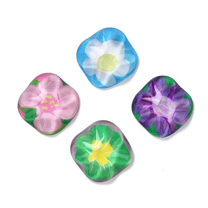 Cabujones de resina estilo pintura al óleo, cuadrar con la flor