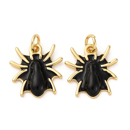 Латунь эмаль подвески, очарование паука, с целью перехода в кольце, без кадмия и без свинца, стойки покрытие, долговечный, реальный 18 k позолоченный