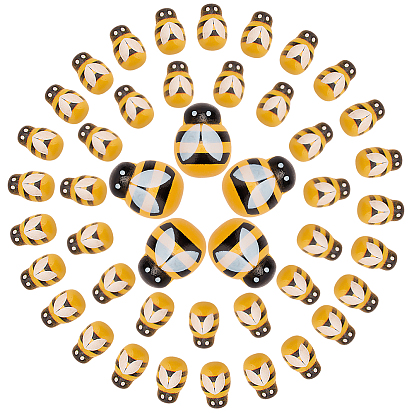 400Pcs 2 Style Spray Painted Wooden Cabochons, Printed, Bees