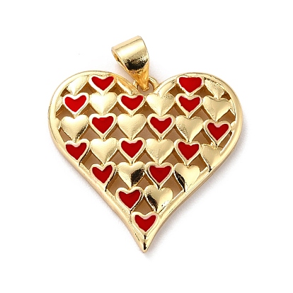 Pendentifs écologiques en laiton émaillé, plaqué longue durée, réel 18 k plaqué or, sans cadmium et sans plomb, cœur