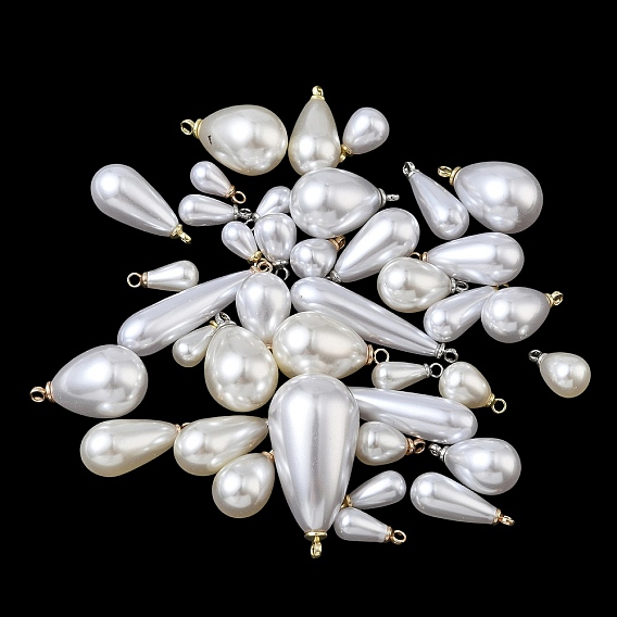 Подвески из АБС-пластика с жемчугом, слеза, с петлей из сплава