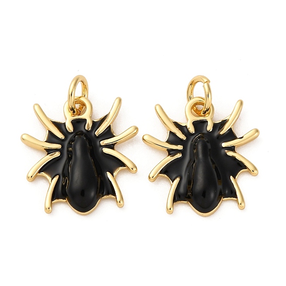 Латунь эмаль подвески, очарование паука, с целью перехода в кольце, без кадмия и без свинца, стойки покрытие, долговечный, реальный 18 k позолоченный