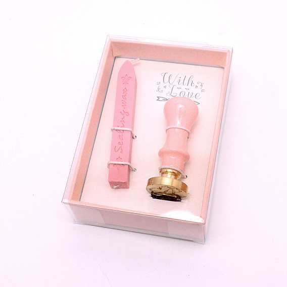 Пластиковая бумажная коробка diy альбом для вырезок, латунь сургучная печать штамп, деревянная ручка и свеча