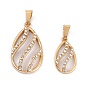 304 Stainless Steel Pendants, with Snap on Bails & with Polymer Clay Crystal Rhinestone, Flat Round