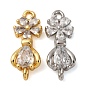 Подвески-цветочки с латунным паве из прозрачного кубического циркония, долговечный, без кадмия и без свинца, стойки покрытие