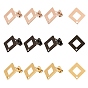 PVD Vacuum Plating 304 Stainless Steel Stud Earring Findings, with Loop, Square/Rhombus