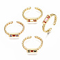 Brass Enamel Cuff Rings, Open Rings, for Valentine's Day, Nickel Free, Curb Chain, Word I Love You, Real 16K Gold Plated